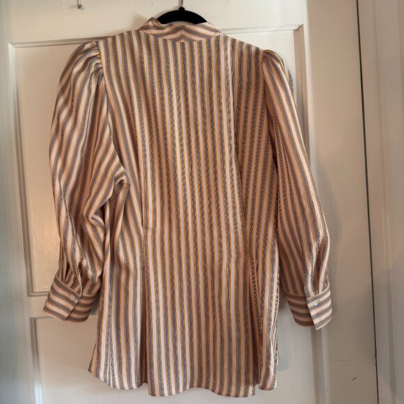 Sandro Striped Puff Sleeve Blouse Size 1 - Picture 2 of 7